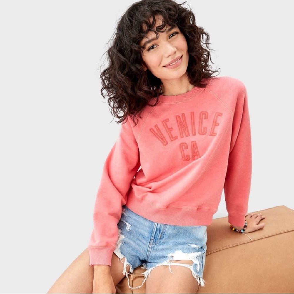 American Eagle Outfitters Pink Graphic Crew Neck | Size: Medium